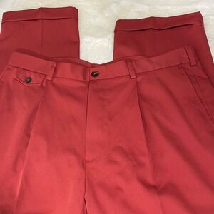 VTG Brooks Brothers Country Club Red Pleated‎ Cuffed Dress Pants Mens W38 L32